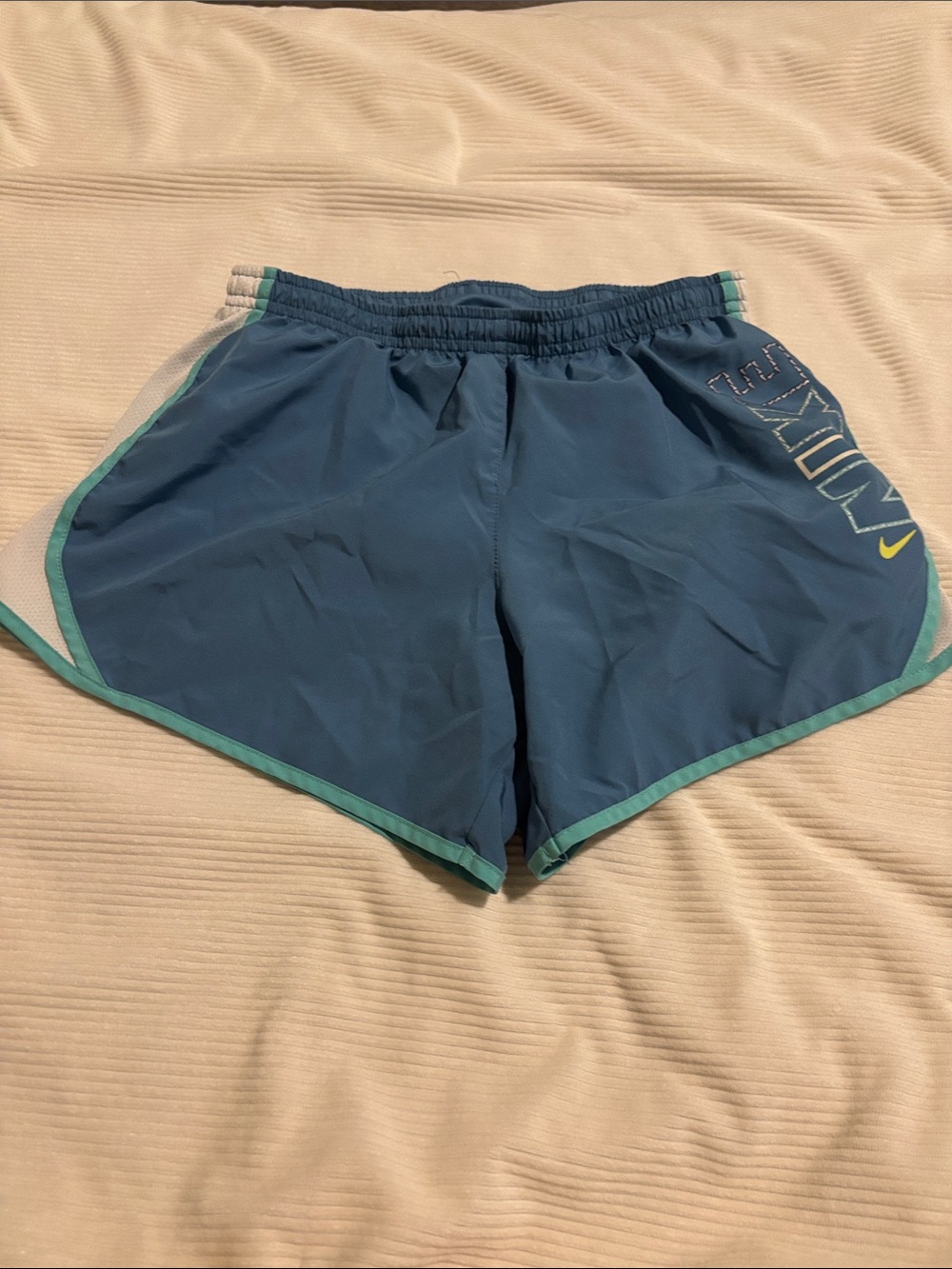 Nike Women's Teal-Trim Blue Athletic Shorts